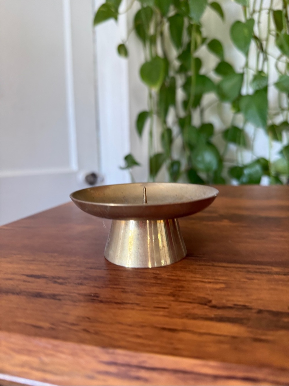 Brass Taper Candle Holder — Modern Pedestal Design